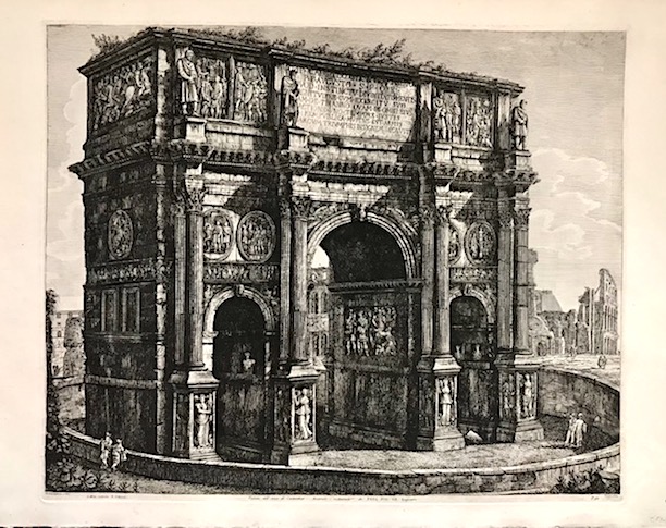 Rossini Luigi (1790-1875) Veduta dell'Arco di Costantino. Escavato e ristaurato da Papa Pio VII Regnante 1821 Roma 